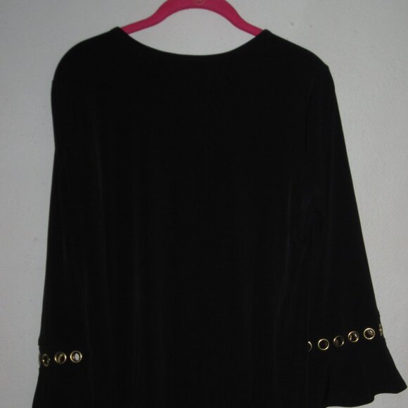 Susan Graver Tunic Top with Grommets in Black Size Small - Picture 7 of 7